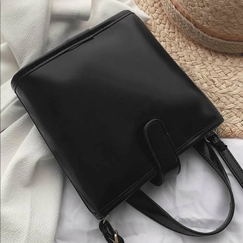 Minimalist Satchel Bag vegan faux leather black - Picture 3 of 4